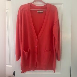 Anthropologie Vibrant Coral Cardigan Sweater